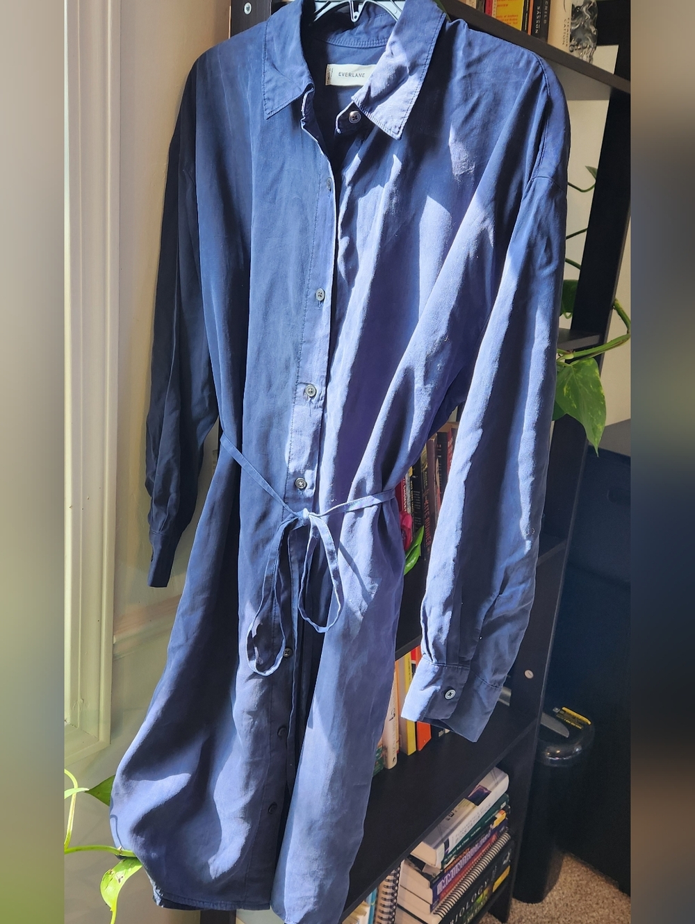 Everlane Indigo Blue Tie-Waist Shirt Dress